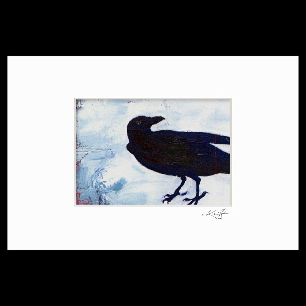 Crow Print in Mat from original painting by Kathy Morton Stanion - Crow 1